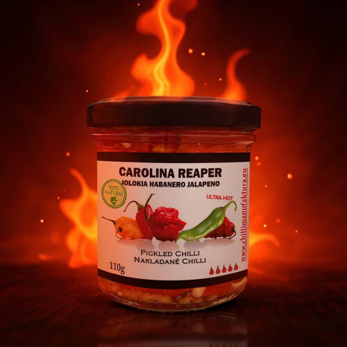 Nakládaná Carolina Reaper, Jolokia, Jalapeno 100g