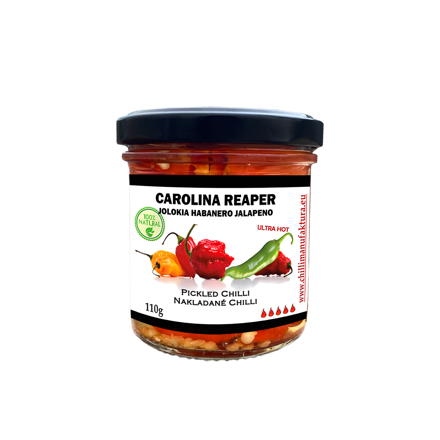 Nakládané chilli Carolina Reaper, Jolokia, Jalapeno 110g