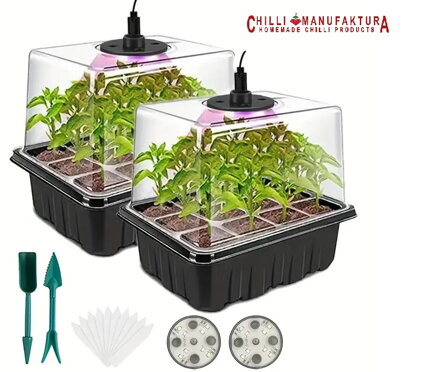 GROW BOX (2x12) s 2x LED osvětlením, 2x 12-místný box + 30 semínek chilli