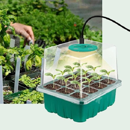 Mini skleník s LED osvětlením, 12-ti místný + 20 semínek chilli 